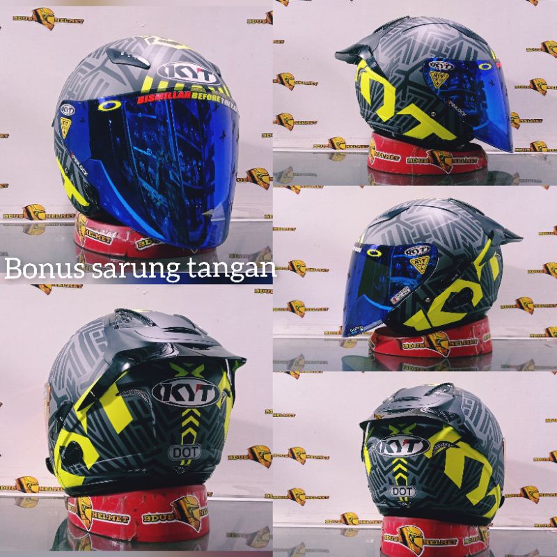 Jual Helm KYT Galaxy Flat R MOTIF NEON YELLOW PAKET GANTENG 100 ORI