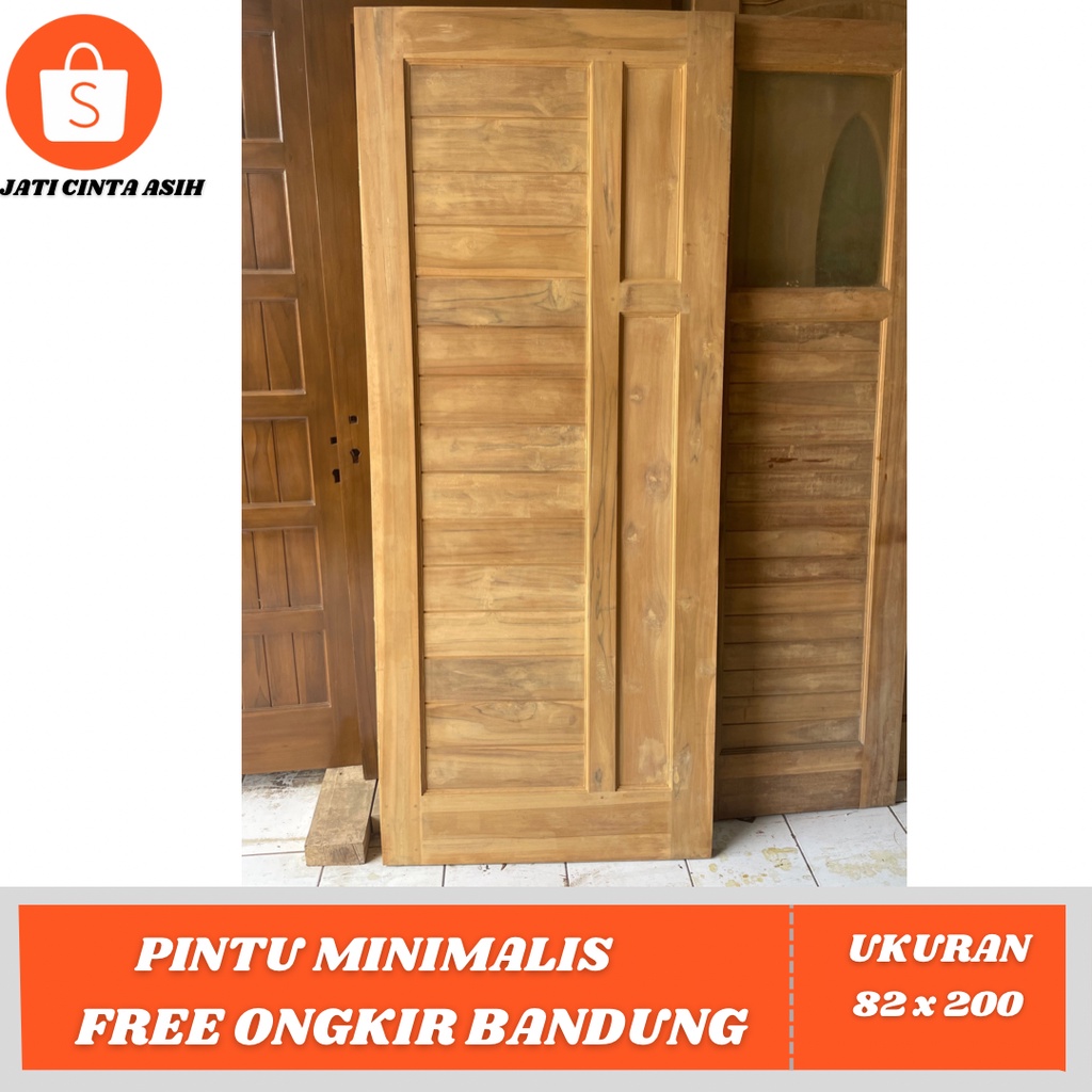 1 SET PINTU DAN KUSEN JATI MODEL MINIMALIS 100% KAYU JATI