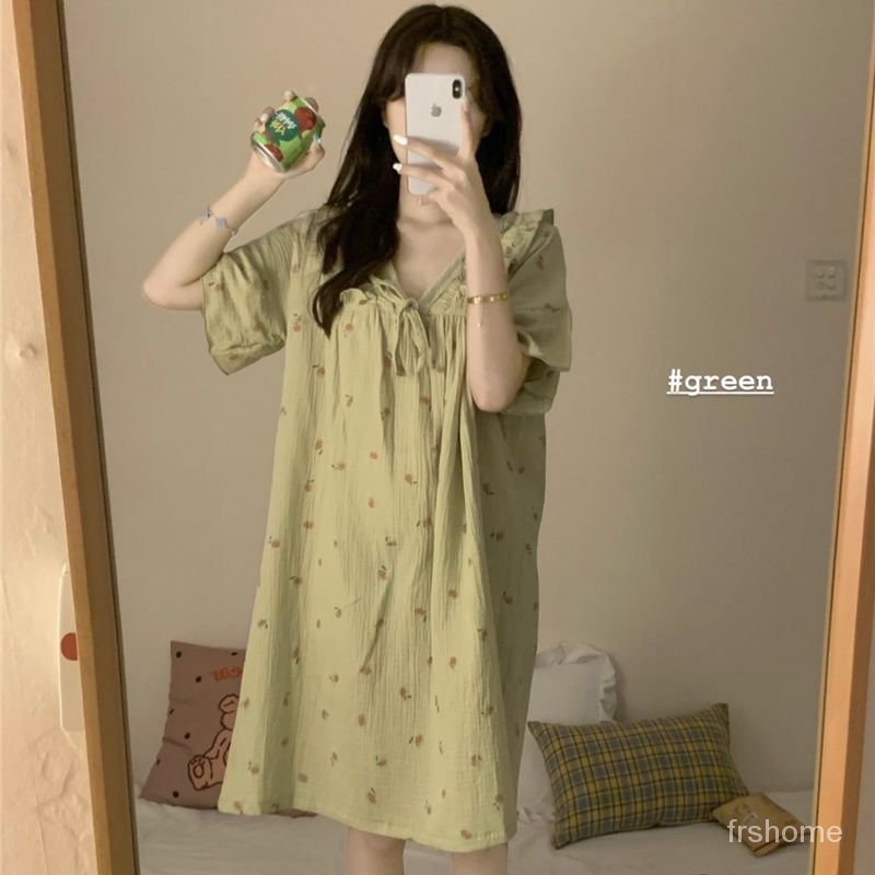 Korea ins manis keinginan murni angin manis renda baju tidur wanita musim panas baru piyama lengan p