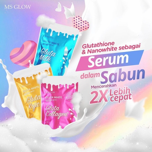 GLUTA SOAP &amp; WHITENING SCRUB MSGLOW SABUN SERUM SABUN/SCRUB PEMUTIH KULIT