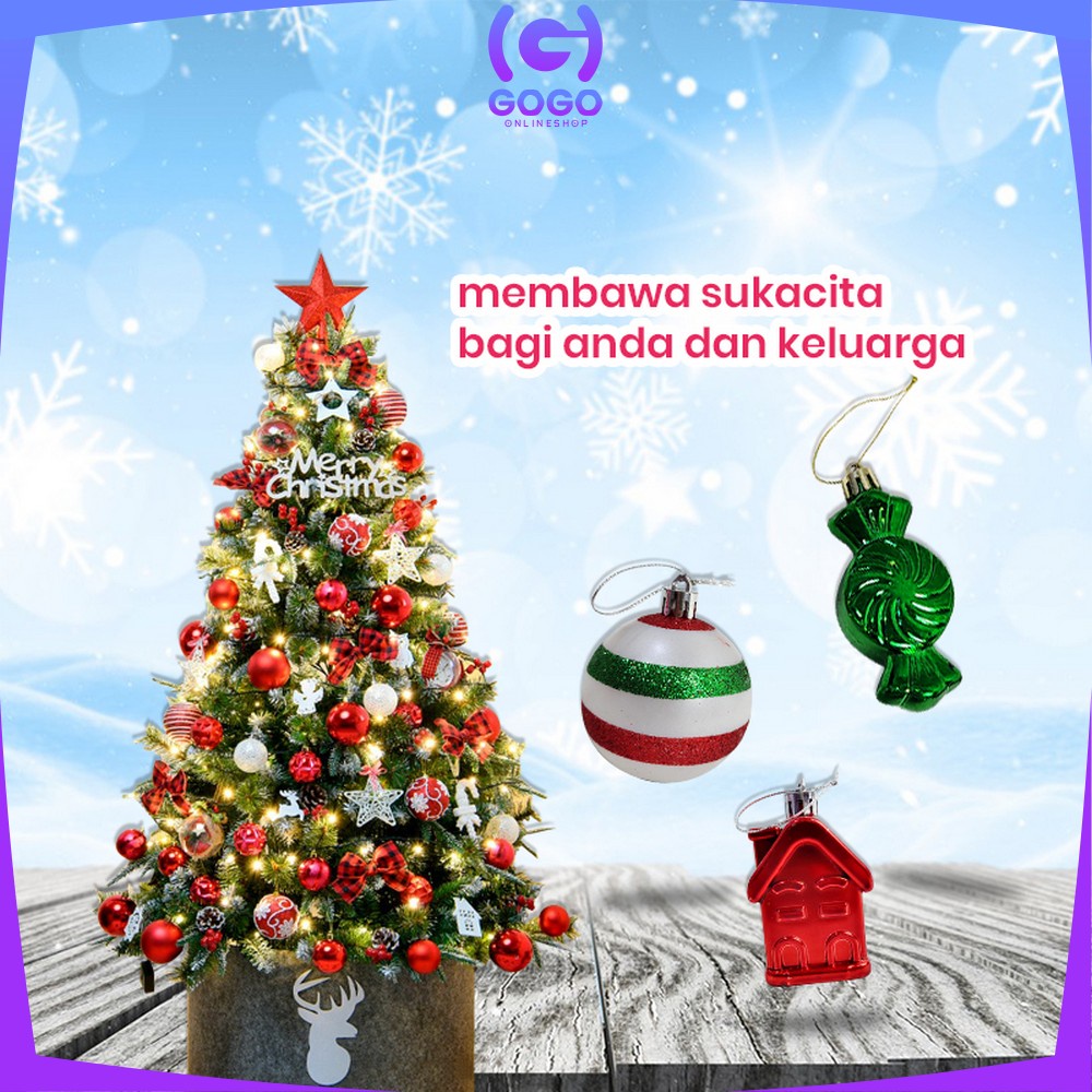 GOGO-C694 Hiasan Natal Paket Dekorasi Pohon Natal Aksesoris Bola Natal / Gantungan Bola Hiasan Pohon Cemara Set / Christmas Decoration