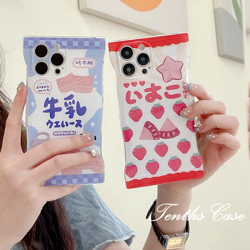 Oppo A17 A17K A57 A77 A76 A96 A74 A95 A16 A16K A15 A9 A5 2020 Reno 8T 8Z 7Z 6Z 5Z 6 5motif Susu Kedelai Tas Snack Phone Case Soft Tpu Cover