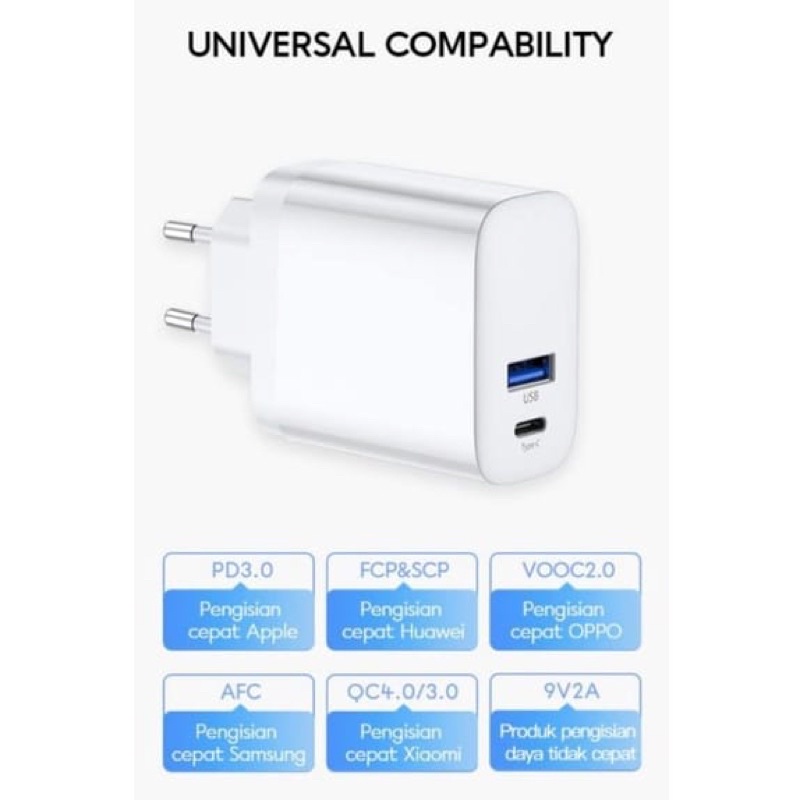 Vivan Charger Power Turbo 30 30W 5A Quick Charging Fast Charging QC 4,0 + Type C