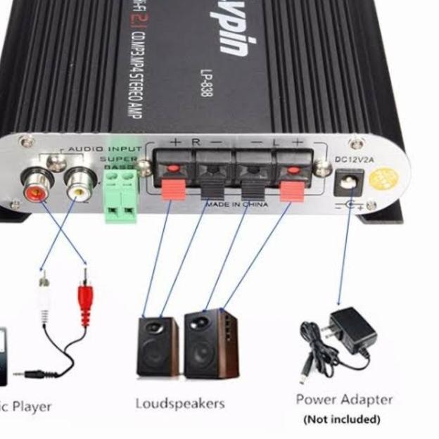 Ampli Treble Bass Booster 12V Mini Hifi Stereo Amplifier LVPIN-LP-838 - AMPLIFIER