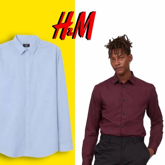 H&M slimfit EasyIron Formal kemeja - Marron, XS
