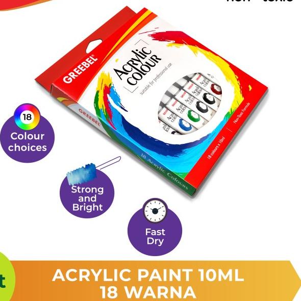 

GREEBEL Cat Akrilik / Acrylic Colour / Acrylic Paint 10ml (18pcs/box)