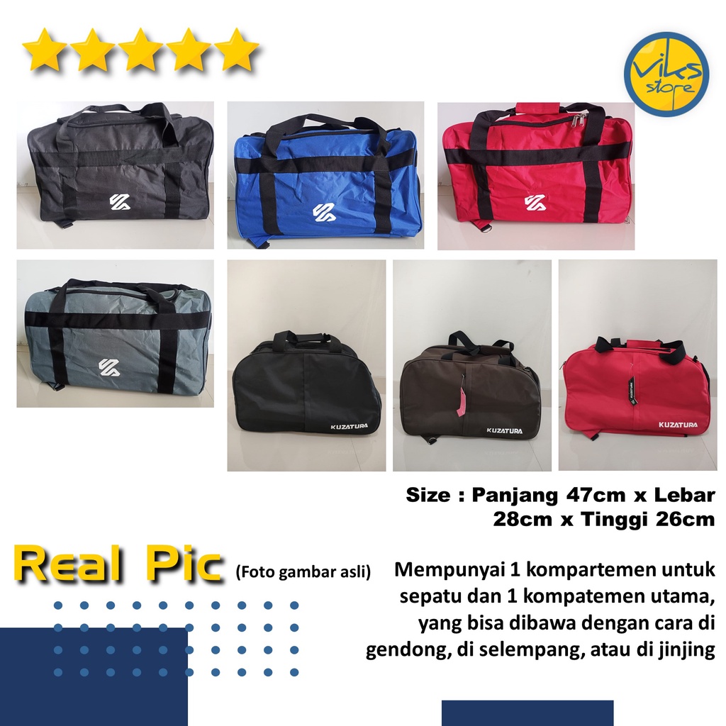 Tas Travel Gym Fitness Kuzatura Bag Multifungsi Tas Sepatu Baju Olahraga Travelbag Duffelbag