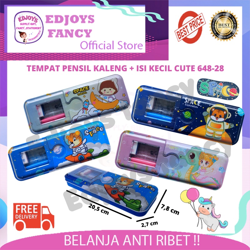 

XiaolingjingTempat pensil anak aesthetic kotak pensil pencil case kaleng paket komplit isi alat tulis aesthetic karakter lucu Dino Space Mermaid 648