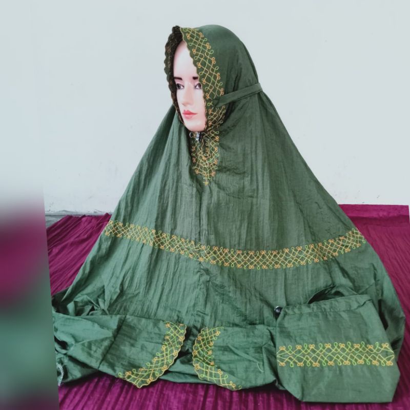 Mukena Parasut Terusan Bordir Stik Pagar Jumbo Dewasa Mukena Parasit Traveling gym