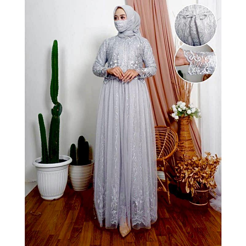 Gamis Elvira Mewah Elegant / Dress Kondangan Brukat / Gamis Maxi Brokat / Baju Kondangan / Gamis Pesta / Gamis Jumbo / Brukat Mewah Premium