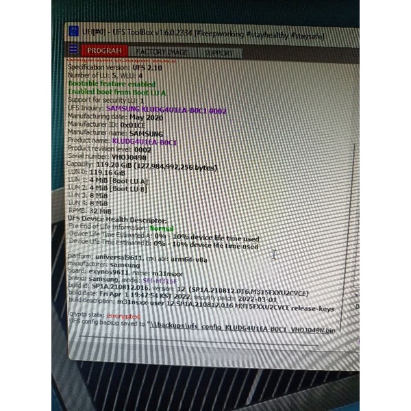 ic UFS KLUDG4U1EA 128GB