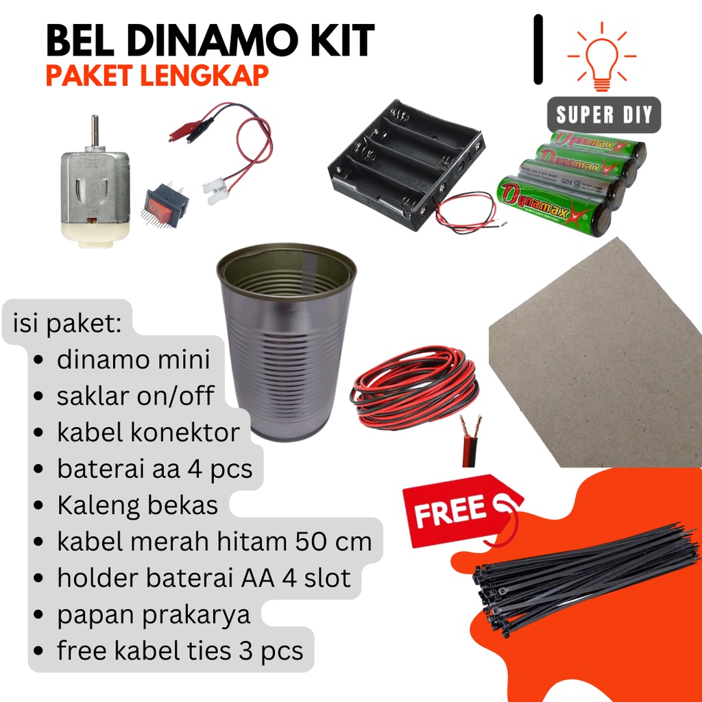 PAKET  BEL DINAMO UNTUK PRAKARYA SEKOLAH / KIT DINAMO PRAKARYA DINAMO