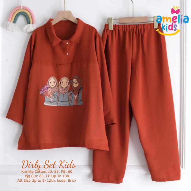 Setelan Anak Perempuan Remaja Usia 9-12 Tahun Bahan Crinkle DIRLY SET KIDS BY AMELIA KIDS