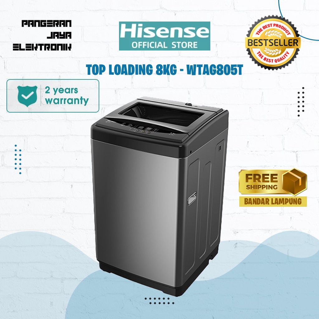 Hisense Mesin Cuci 1 Tabung Top Loading 8KG Washing Machine WTAG805T Garansi 2 tahun