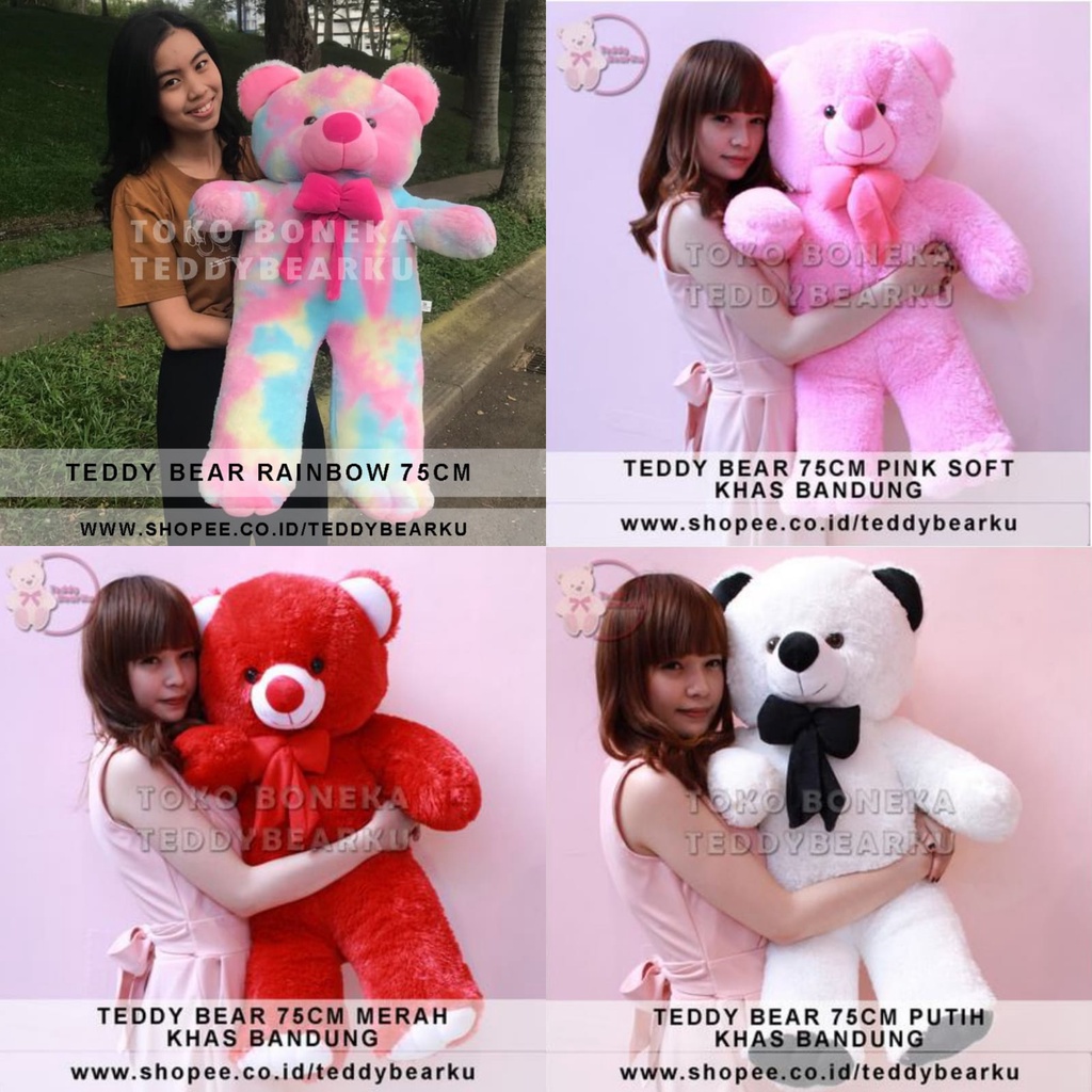 Teddy Bear Boneka Beruang Jumbo 75CM. Limited Edition Warna Pelangi Rainbow