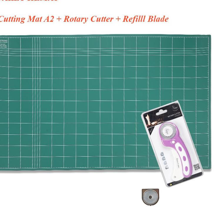 

BIG DISKON [Paket Hemat] Cutting Mat A2 (2 sisi) + Rotary Cutter Freya + Refill 2680 ㅨ