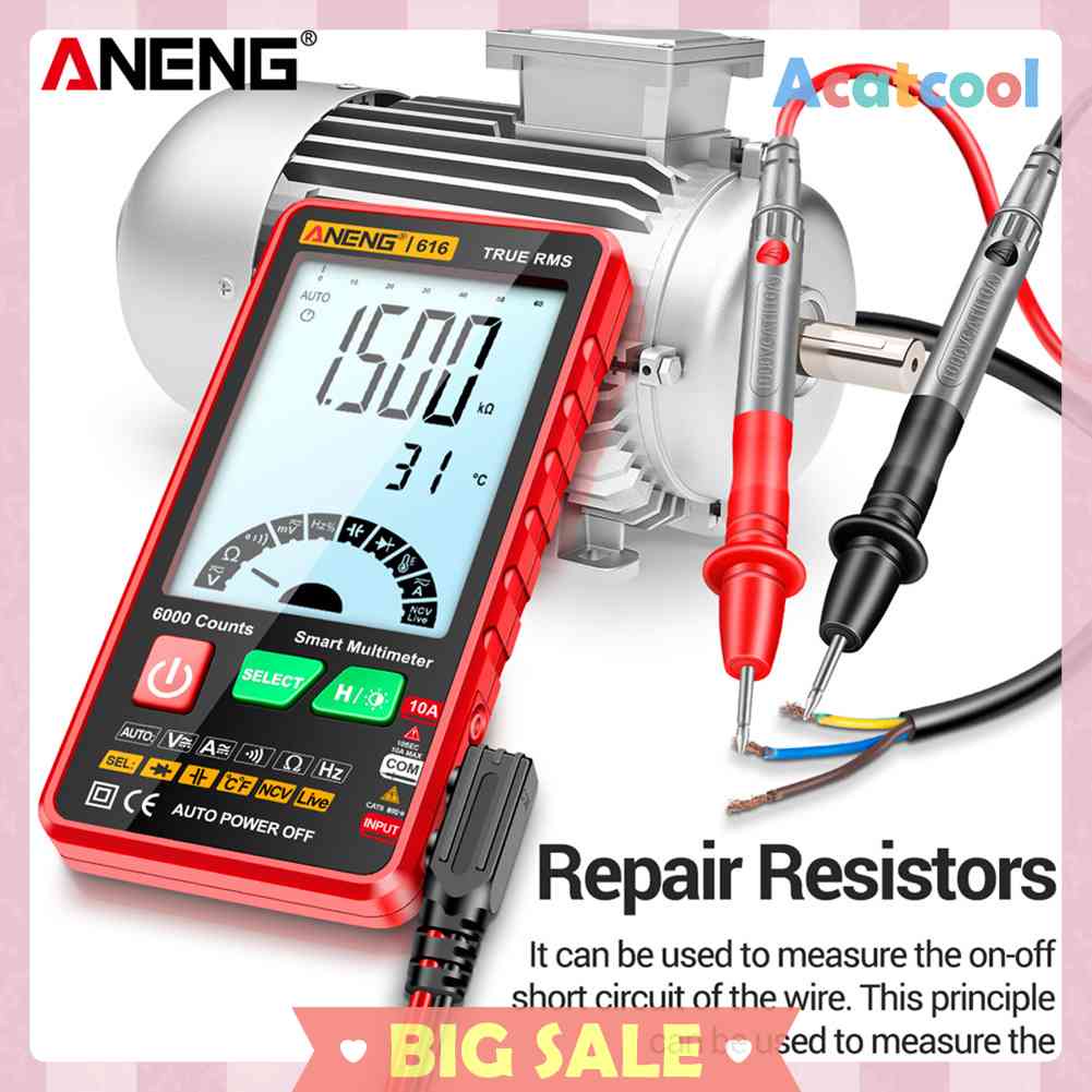 Multimeter Pengukur Kapasitor Otomatis 6000 Counts Untuk Ohm Diode NVC Hz