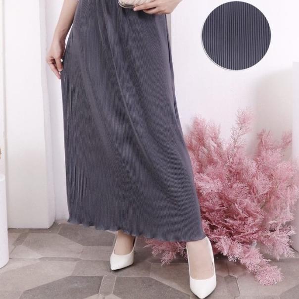 503 ROK PLISKET PANJANG LURUS LIDI SPAN MURAH POLOS HYGET REMPEL KARET - 503 Black