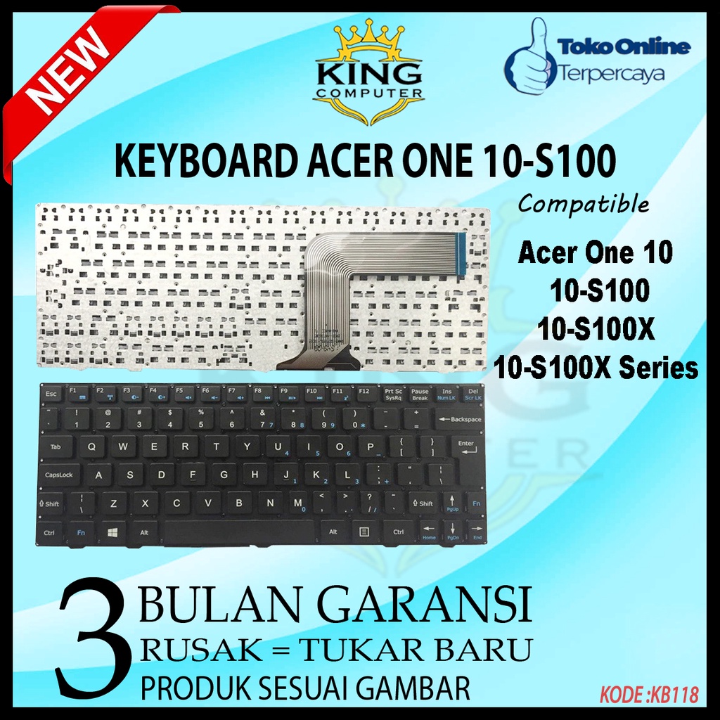 Keyboard Acer One 10 Acer One 10-S100 Acer One 10-S100X Series Hitam