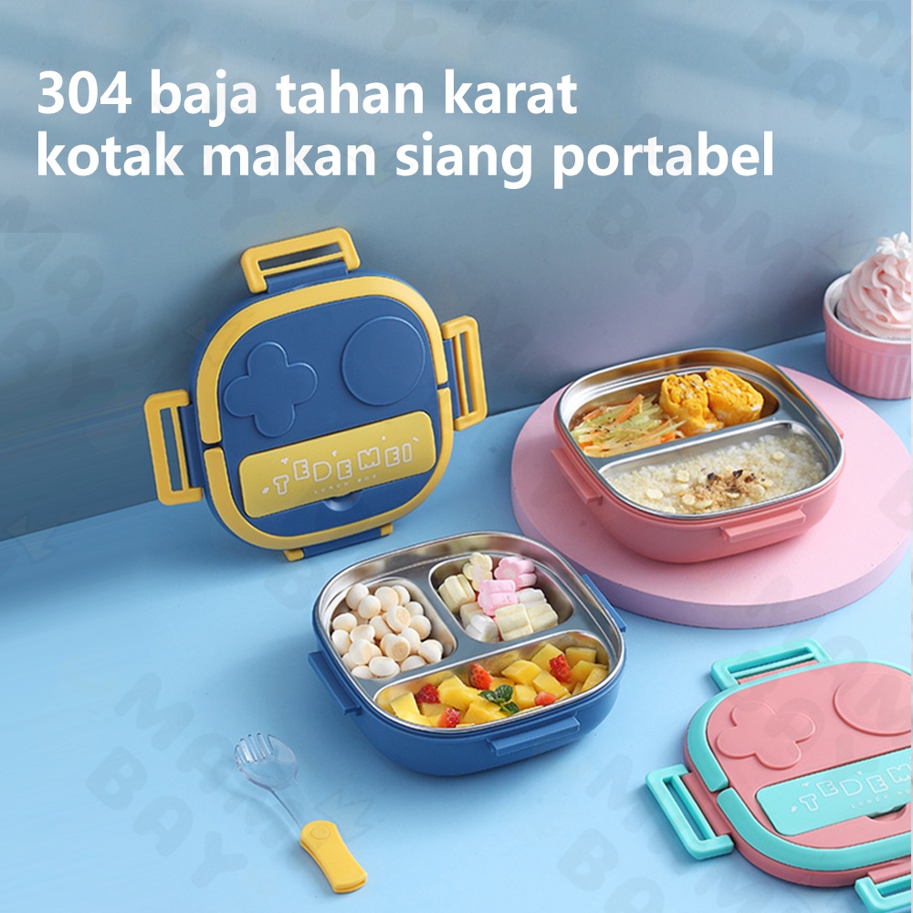 Mamibayi Kotak makan anak stainless 304 anti tumpah/Kids lunch box set premium