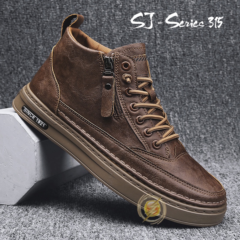 [OOS] Sepatu Sneakers Pria Fashion Boots Cakep Dengan Resleting Kualitas Import Premium -315