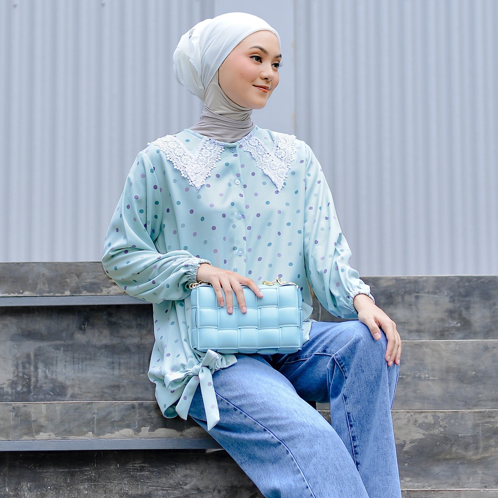 NUNA Hira Top | kemeja blouse atasan wanita motif busui