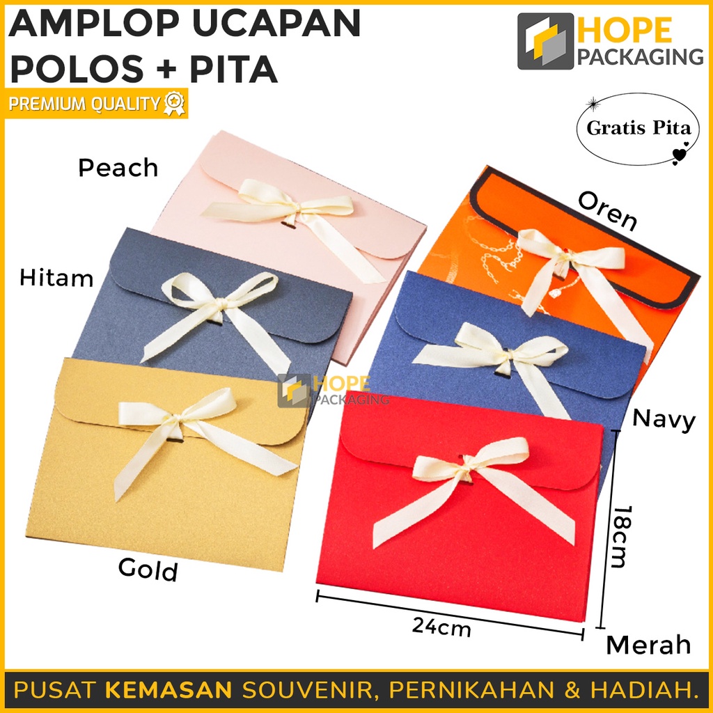 Amplop Ucapan dengan Pita uk. 18x 24 cm / Amplop Polos / Aesthetic / Vintage