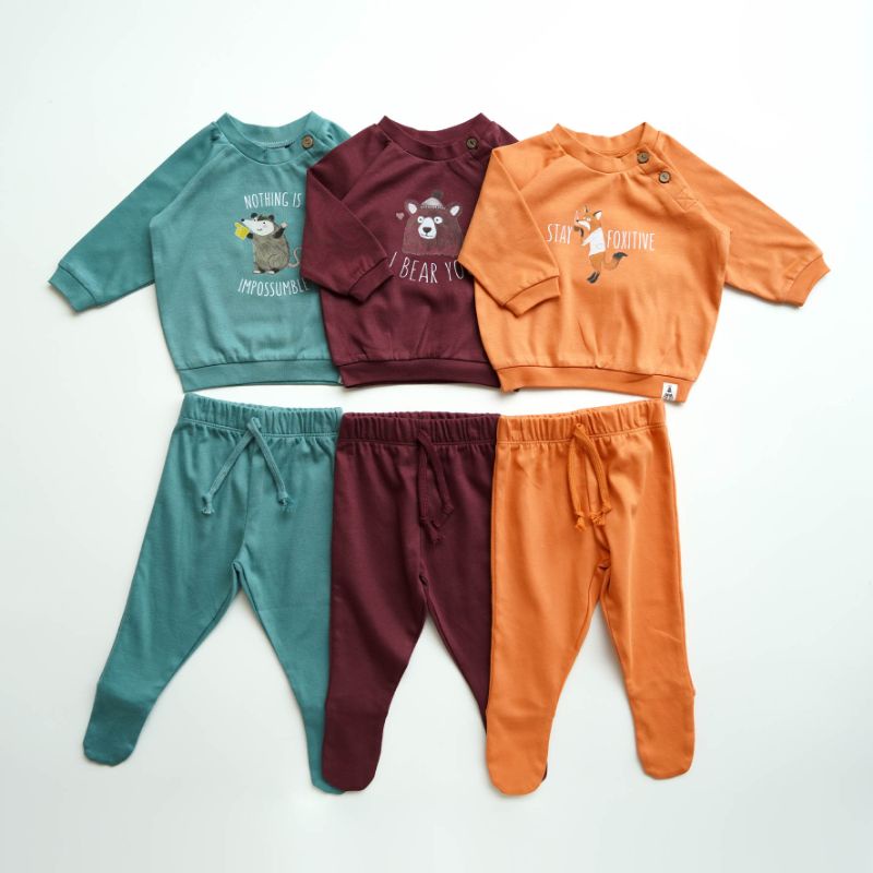 BOHOPANNA - FAUNA SET PAJAMA BOHOPANNA - PIYAMA ANAK - BAJU TIDUR ANAK - SETELAN BAJU BAYI