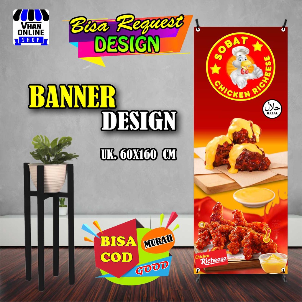 Spanduk Banner Chicken Richeese, Chicken Spicy, Keren Bagus