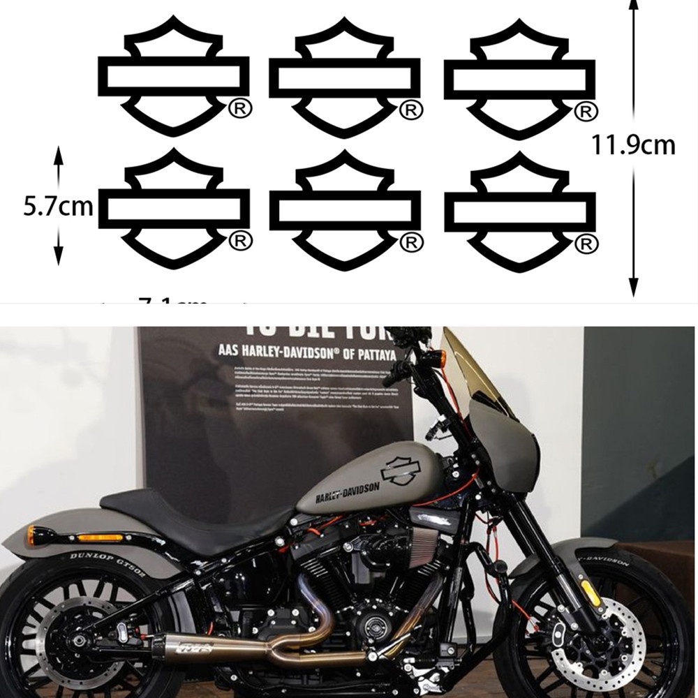 6 Pcs Sticker Reflektor Dekorasi Tangki Bensin Motor Harley Davidson Dyna Street Bob Rider XL 883 Electra Glide Road King