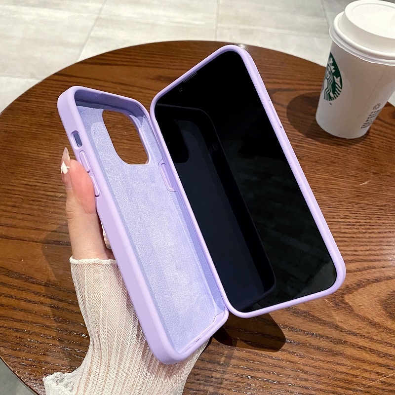 Soft Case Silikon Warna Ungu Muda Dengan Logo Untuk Iphone 13 12 11 Pro X Xs Max 6s 7 8 Plus