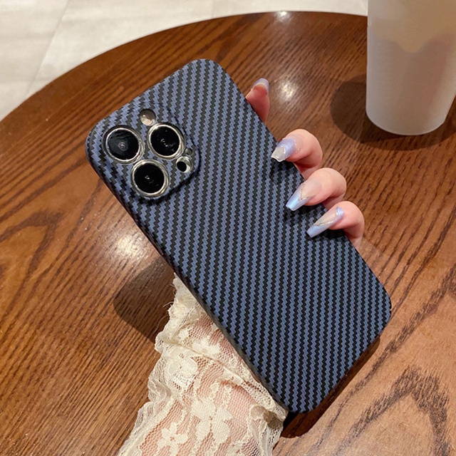 Case Pelindung Kamera Bahan Serat Karbon Ultra Tipis Shockproof Untuk iPhone 13 12 11 Pro 14 Plus