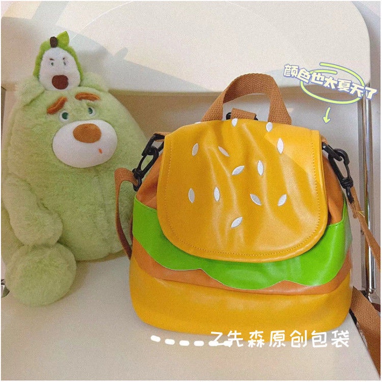 ✴✗♂Seraser Malas Hamburger Multi-Fungsional Ransel Messenger Tas Jepang Hong Kong Gaya Gadis Lucu Tas Bahu Tas Kecil Semua Pertandingan