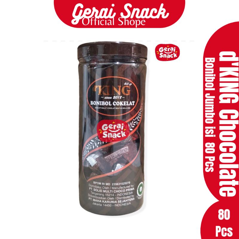 D'King Cokelat Bonibol JUMBO 1 JAR Aneka Rasa Milk I Cokelat I Keju [80pcs]