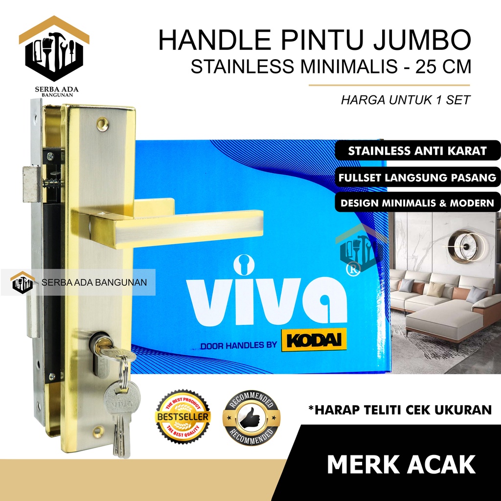 Handle pintu besar kunci pintu besar komplit - Handle Premium Ukuran 25cm