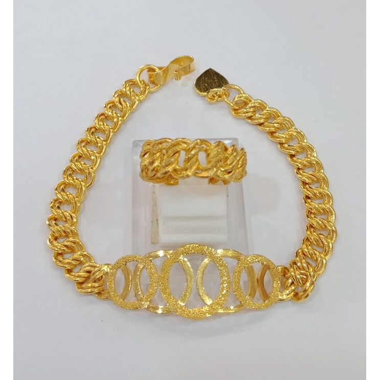 Gelang Audy Rantai Coco Set Cincin Coco Lapis Mas Penang
