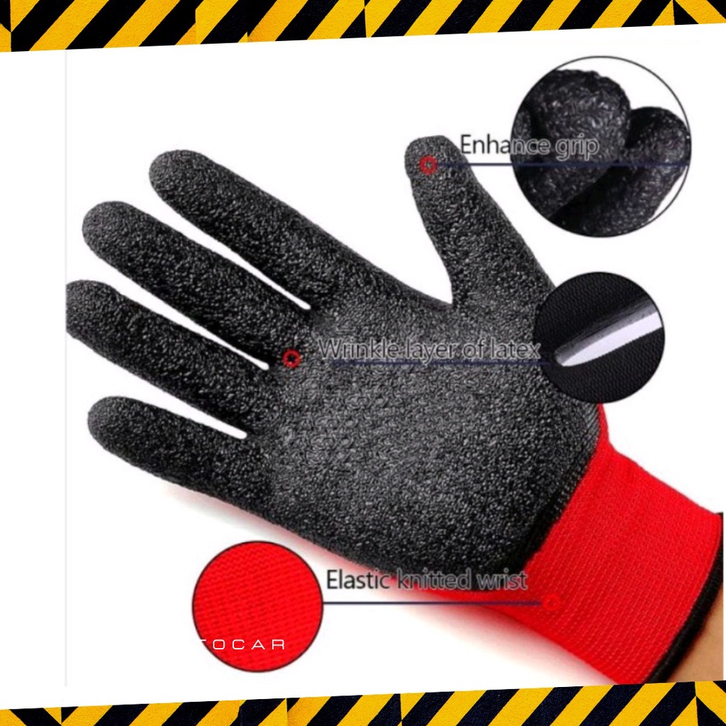 SARUNG TANGAN SAFETY KARET LATEX KASAR KOMBINASI kATUN PREMIUM ANTI SLIP LICIN HIGH QUALITY HAND GLOVES MURMER BERKUALITAS