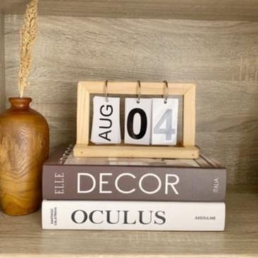 

TERLARIS Countdown ornamen kalender kecil Kreatif kayu diy flip kalender kalender meja ☭ 855