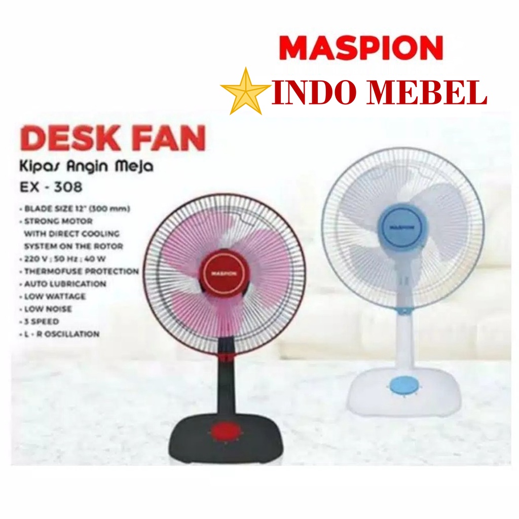 Kipas Angin Meja Maspion EX-308 Desk Fan 12" EX 308 / EX308 READY MAKASSAR PROMO