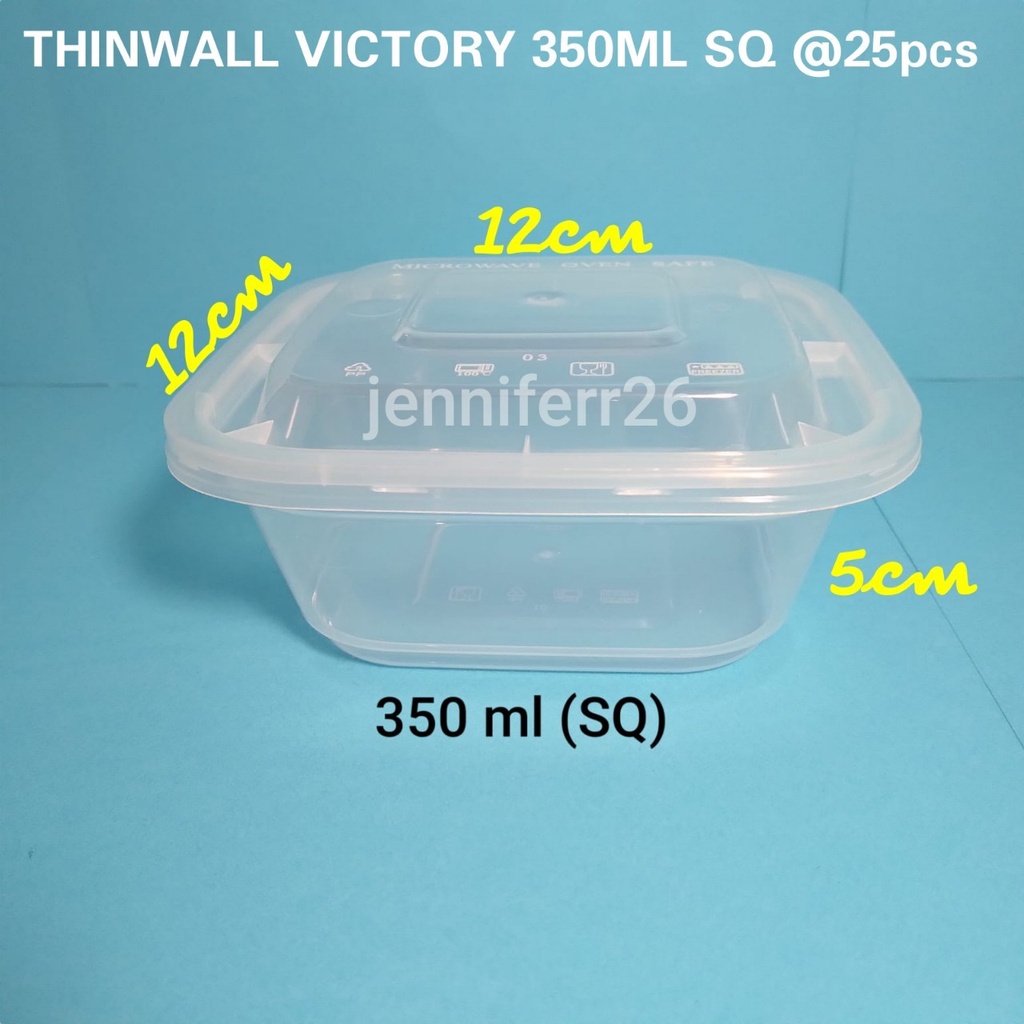 Thinwall food container 350ml kotak SQ/ Cup salad 350ml / Cup puding / Dessert box /