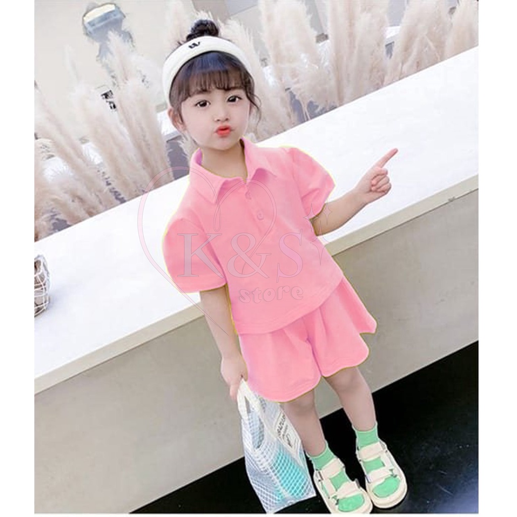 KS Kids - Setelan Celana Pendek Anak Perempuan 1 - 8 Tahun Stelan Anak Cewek Gemoy Oneset Anak Setcel Anak Perempuan