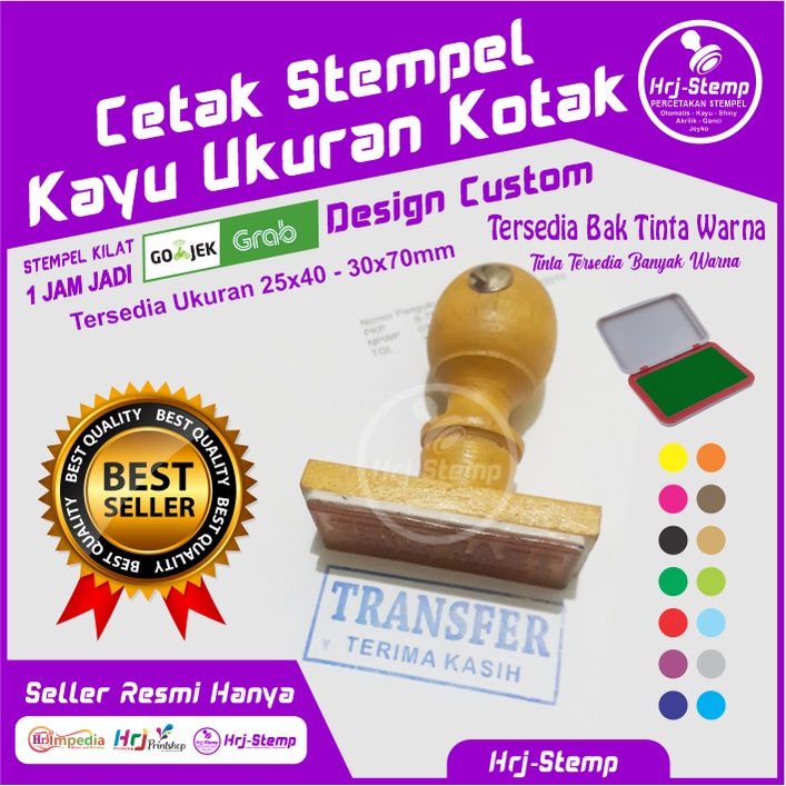 Cetak Stempel Kayu Ukuran Kotak | Stempel Kayu Desain Custom Suka-Suka