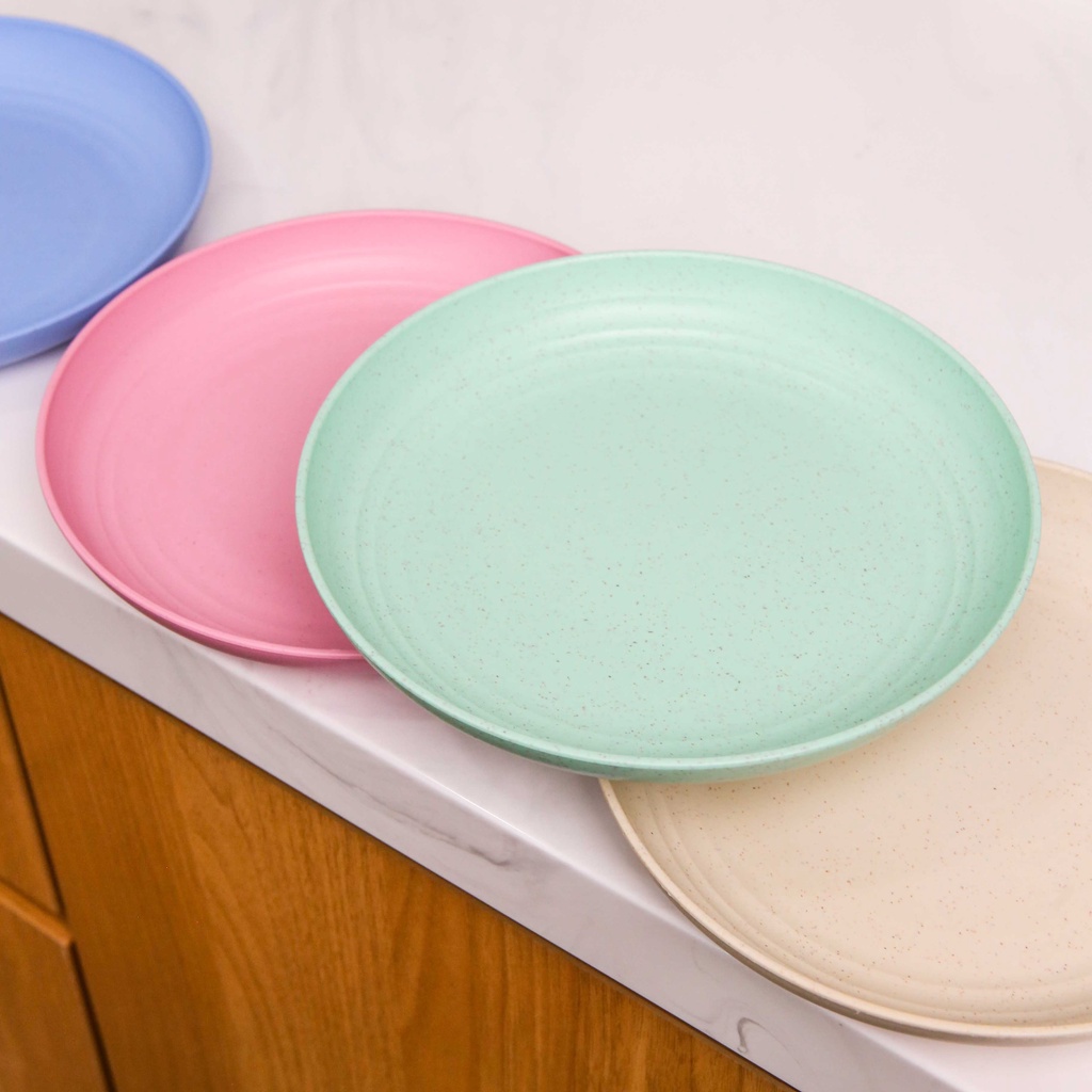 ISI 4-5 Piring Makan Plastik Mangkok Mie Instan | AIUEO Piring Makan Set 19.5cm Free Mangkok Set Wheat Straw Aesthetic Estetik Plastik