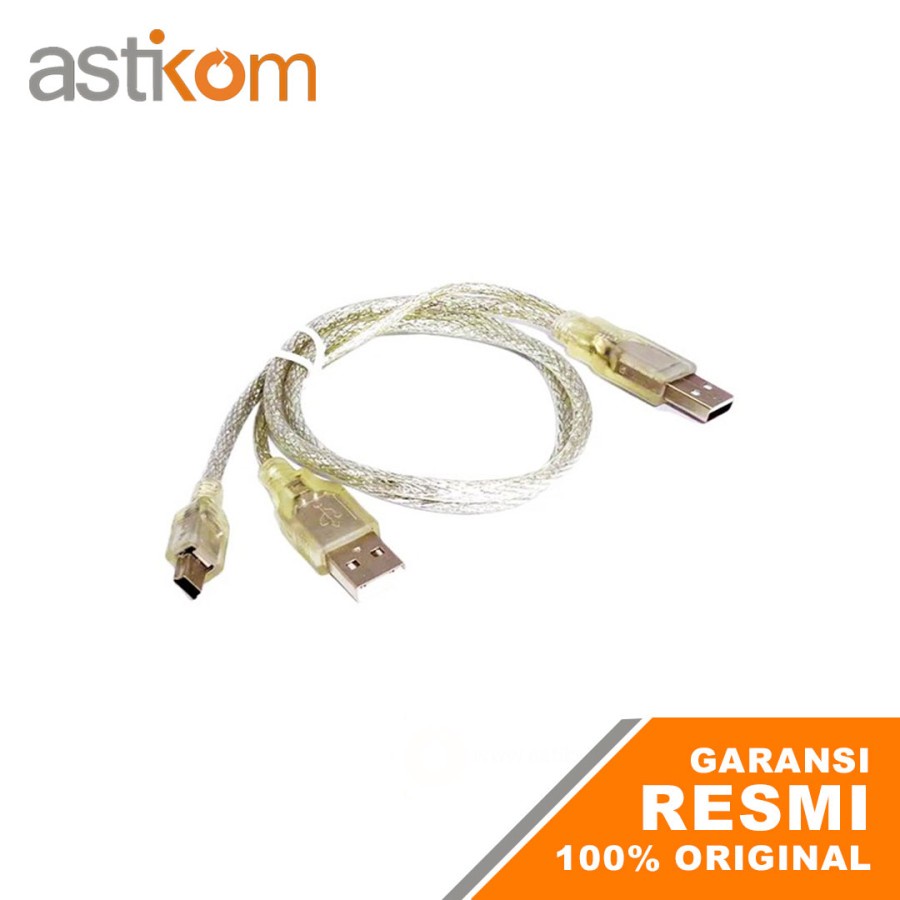 KABEL USB Cabang 2 To MINI USB (5 PIN) Transparant