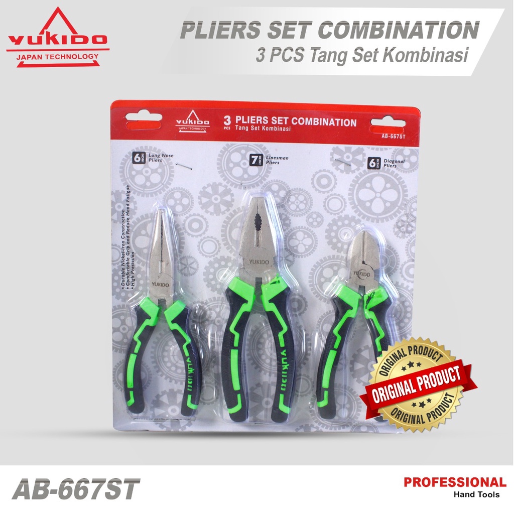 Yukido Tang Listrik 6/7&quot; Inch Potong-Lancip-Kombinasi Satu Set 3 Pcs Termurah Berkualitas