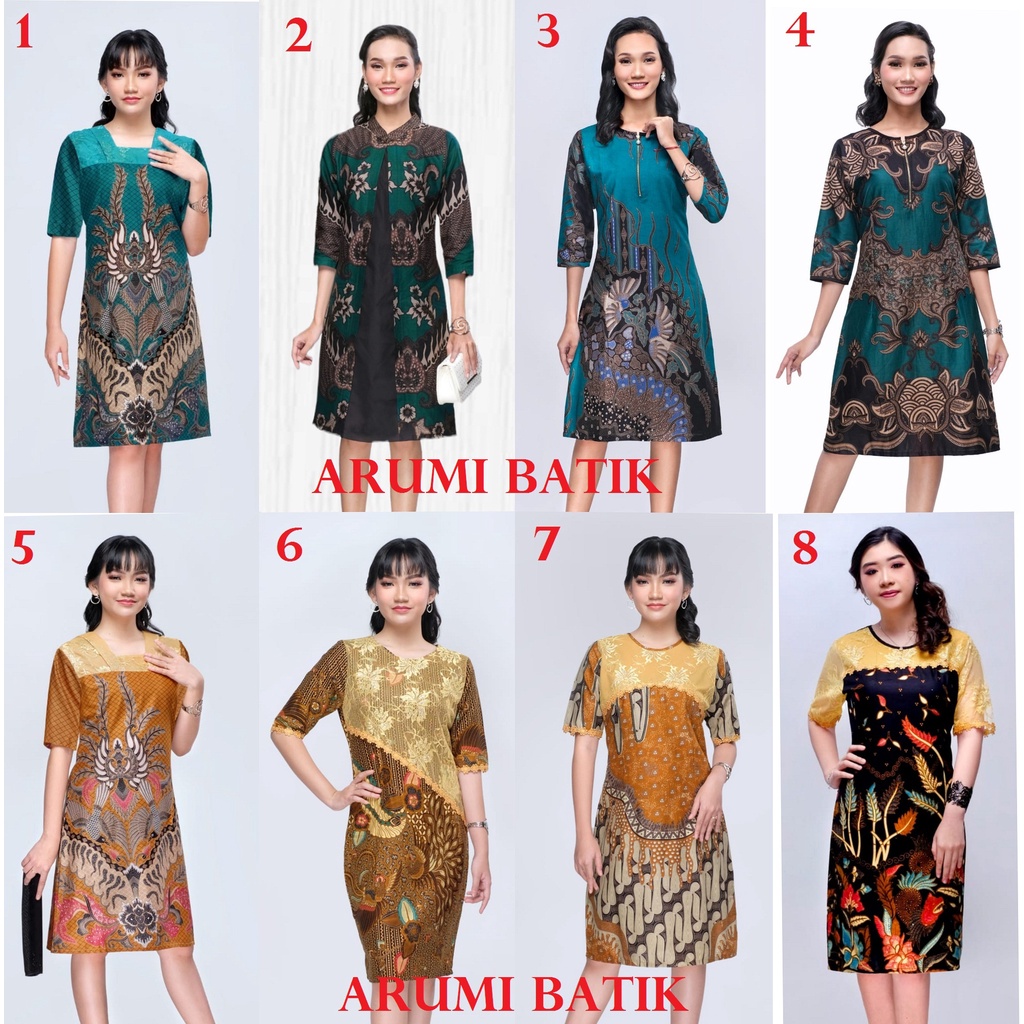 Dress Seragam Wanita Batik Natal Choir Hijau Tosca Gold Brokat Mix 2