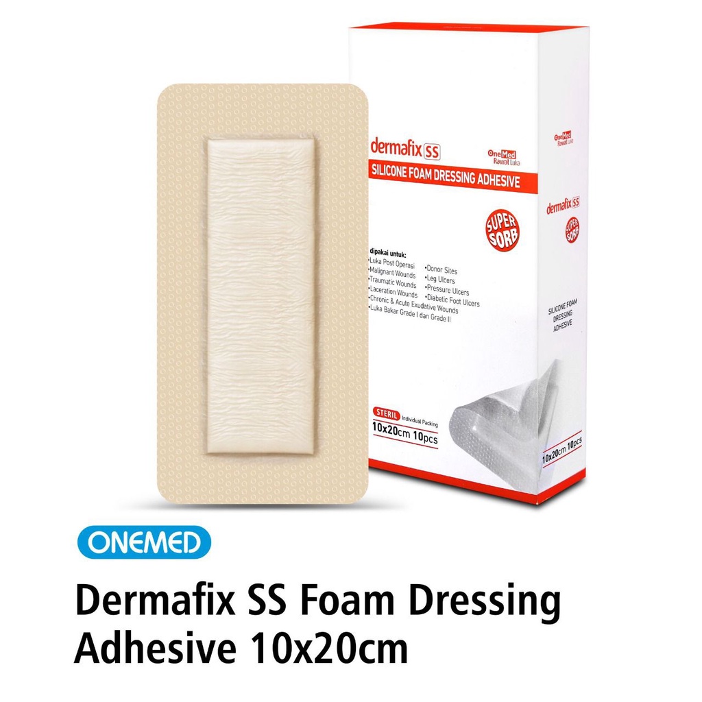 Dermafix Silicone Foam Super Sorb Dressing Adhesive 10x20cm -OJ2