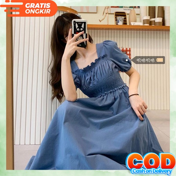 Dress Wanita Polos Imlek Kondangan Gaun Pesta Party Dress Murah Remaja Perempuan Cewek Gaun Korea Dr