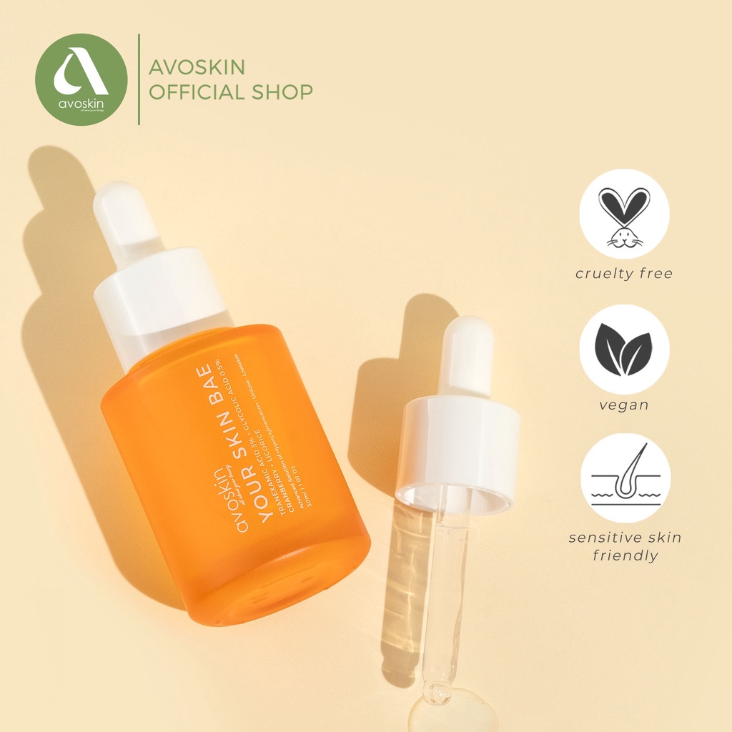 Avoskin Your Skin Bae Serum Tranexamic Acid 3% + Glycolic Acid + Cranberry + Licorice (30ml) untuk Kulit Sensitif