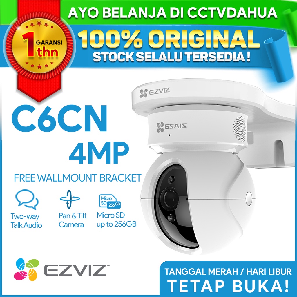 EZVIZ C6CN 4MP CCTV FREE WALLMOUNT WiFi / C6CN BERGARANSI RESMI 1TH